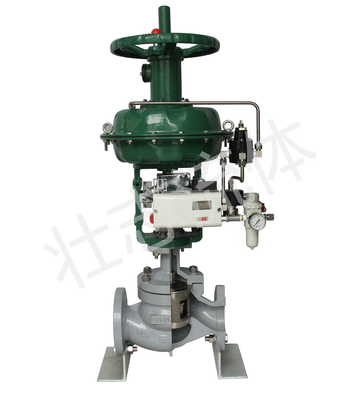 气动薄膜单座调节阀（带顶装手轮）